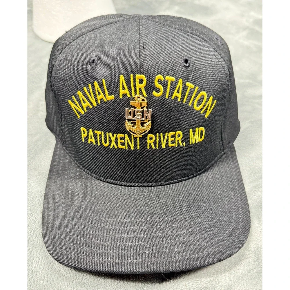 Naval Air Station Patuxent River L  MD Hat Snapback Black USN Anchor Pin